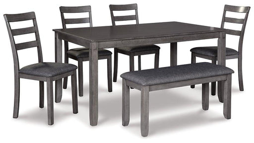 Bridson Dining Table and Chairs with Bench (Set of 6) - Furniture Bros & Mattress (Bolingbrook, IL)