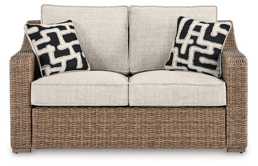 Beachcroft Outdoor Loveseat with Cushion - Furniture Bros & Mattress (Bolingbrook, IL)