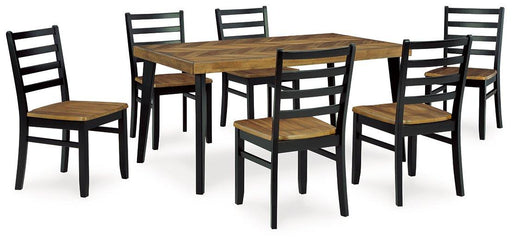 Blondon Dining Table and 6 Chairs (Set of 7) - Furniture Bros & Mattress (Bolingbrook, IL)