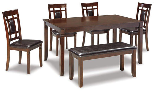 Bennox Dining Table and Chairs with Bench (Set of 6) - Furniture Bros & Mattress (Bolingbrook, IL)