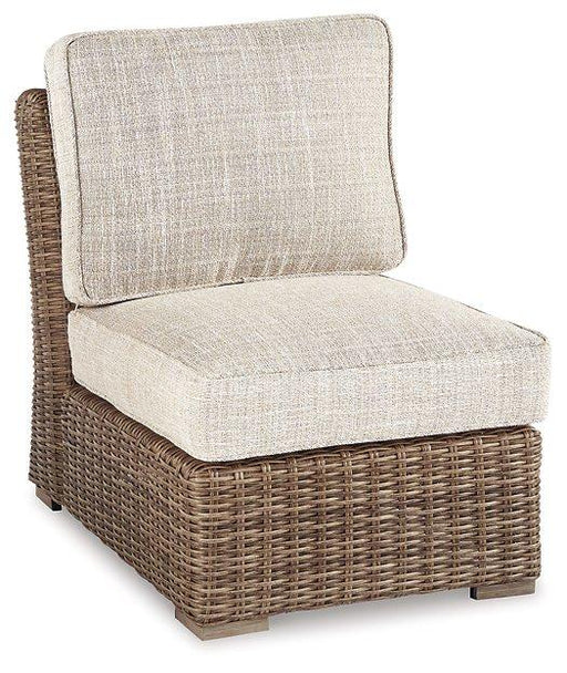 Beachcroft Outdoor Armless Chair with Cushion - Furniture Bros & Mattress (Bolingbrook, IL)