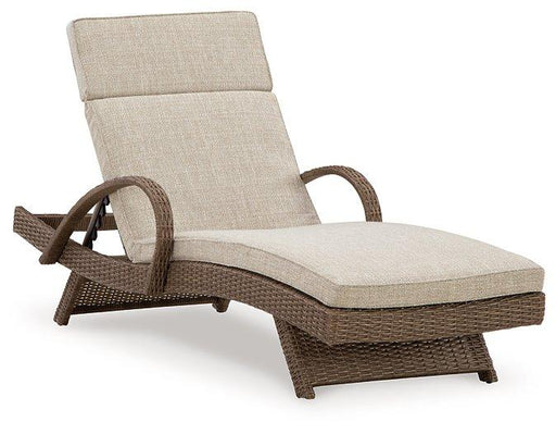 Beachcroft Outdoor Chaise Lounge with Cushion - Furniture Bros & Mattress (Bolingbrook, IL)