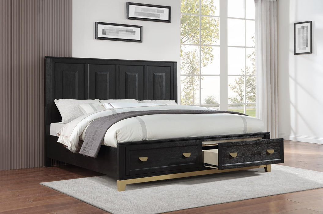 B236 Black-Gold Bed - Furniture Bros & Mattress (Bolingbrook, IL)