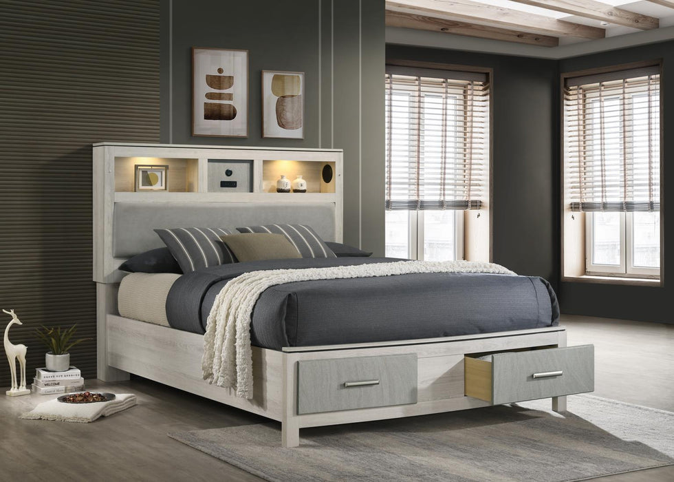 B261 Light Beige-Dove Gray Bed With Speaker-Led - Furniture Bros & Mattress (Bolingbrook, IL)