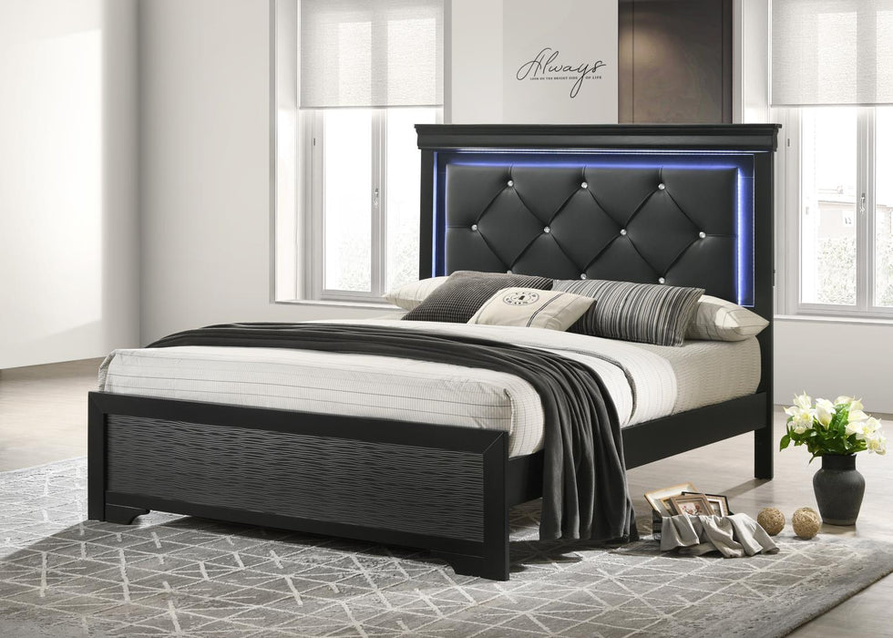 B395 Black Led Bed Frame - Furniture Bros & Mattress (Bolingbrook, IL)