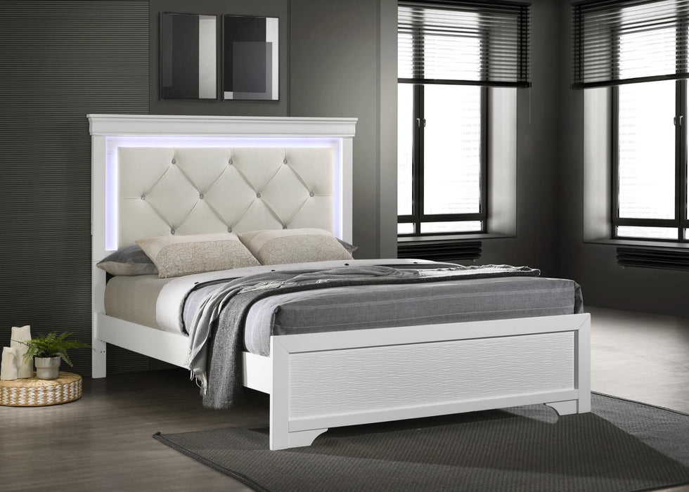 B396 White Led Bed Frame - Furniture Bros & Mattress (Bolingbrook, IL)