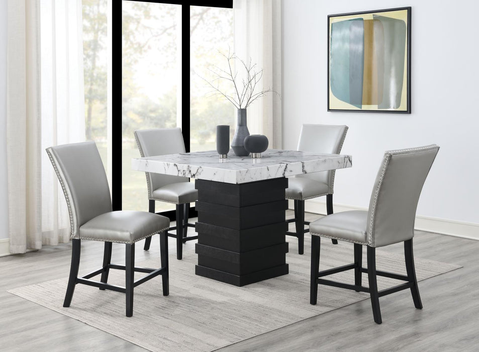 D138 Counter Table With 4 Leather Chairs - Furniture Bros & Mattress (Bolingbrook, IL)