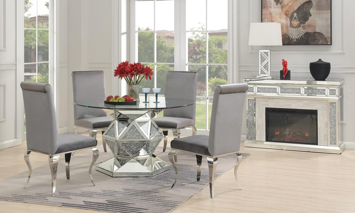 G-102 Glamour Dining Table-4 Velvet Chairs - Furniture Bros & Mattress (Bolingbrook, IL)