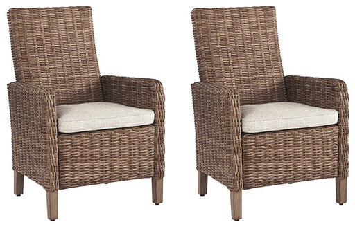 Beachcroft Outdoor Arm Chair with Cushion (Set of 2) - Furniture Bros & Mattress (Bolingbrook, IL)
