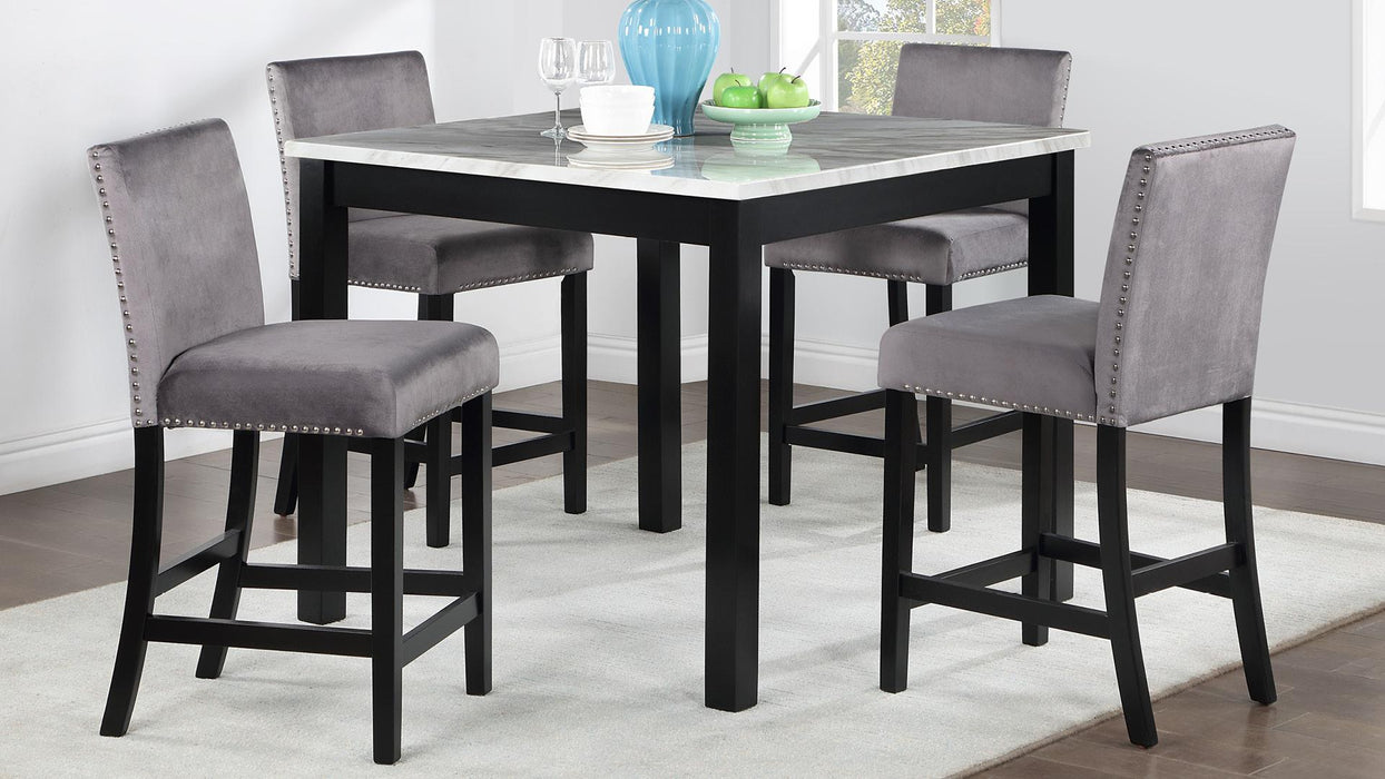 Julson DINING TABLE W/ 4 GRAY VELVET CHAIRS - D205-GRY-5 - Furniture Bros & Mattress (Bolingbrook, IL)