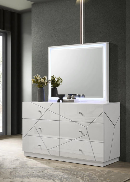 White/Gray Line Night Stand