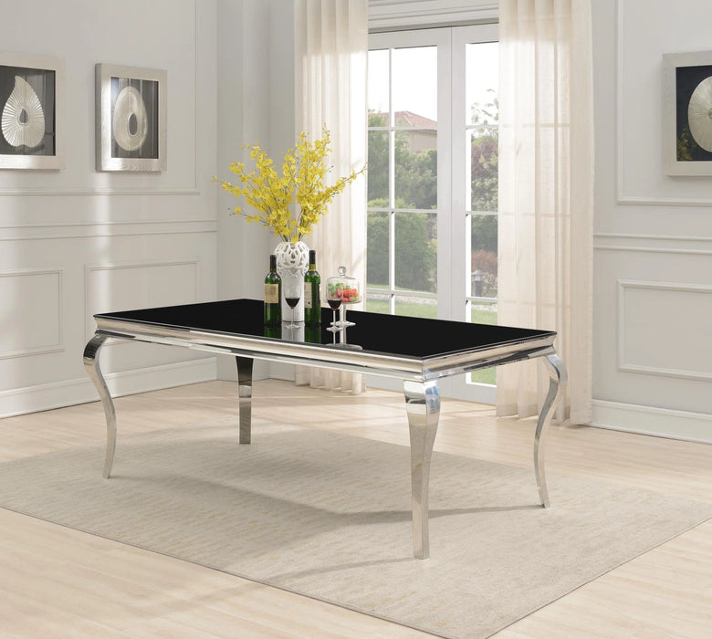 Glamour Dining Table & 4 Gray Velvet Chairs