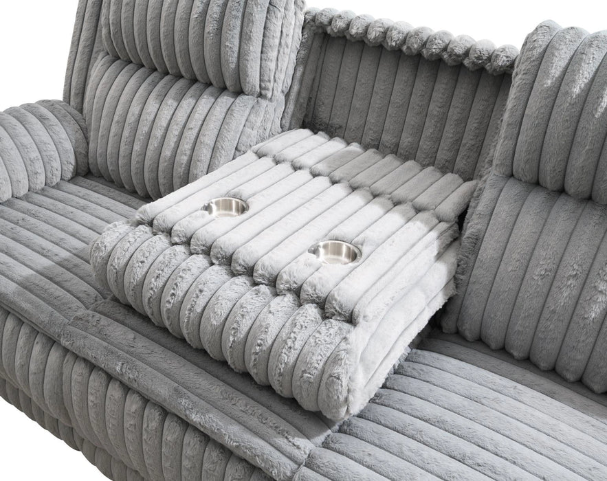 Gray Corduroy Motion Loveseat
