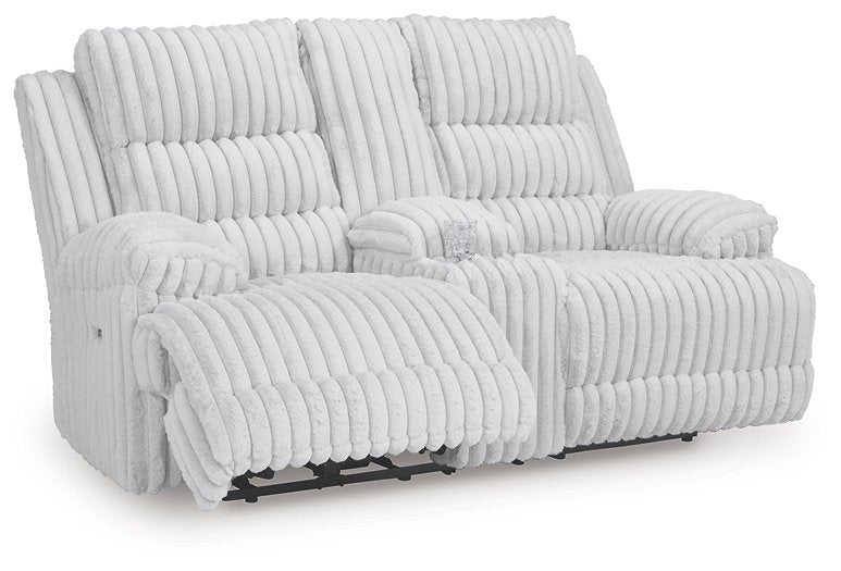 Rhines Falls Power Reclining Loveseat with Console - Furniture Bros & Mattress (Bolingbrook, IL)