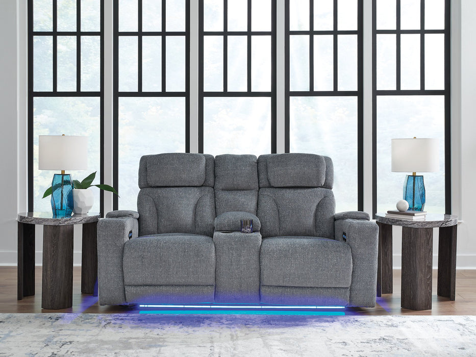 Studio Cave Power Reclining Loveseat with Console - Furniture Bros & Mattress (Bolingbrook, IL)