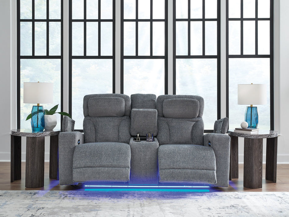 Studio Cave Power Reclining Loveseat with Console - Furniture Bros & Mattress (Bolingbrook, IL)