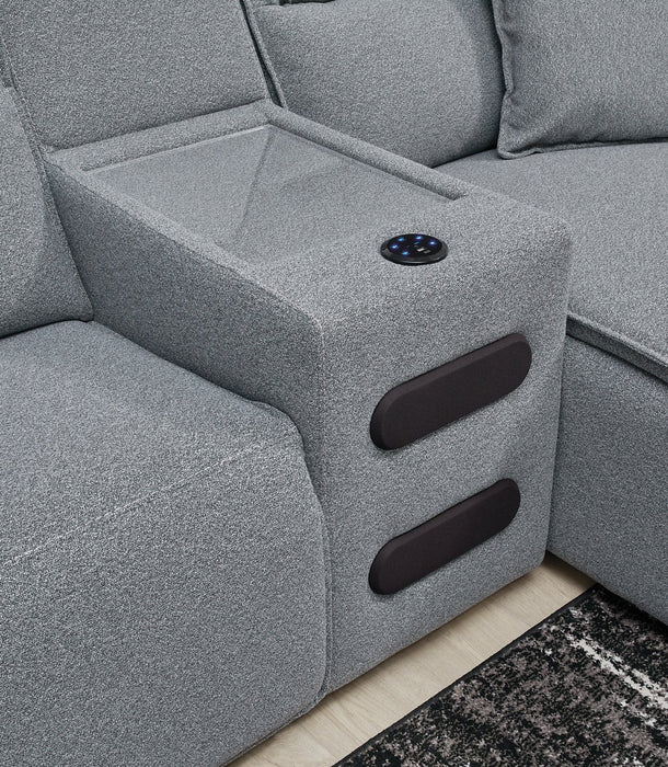 ModMax II Reclining Sectional with Chaise and Audio Console - Furniture Bros & Mattress (Bolingbrook, IL)