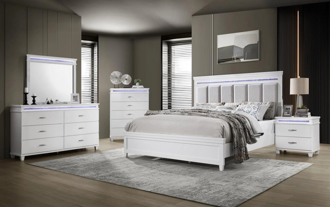 White Led Queen Bed
