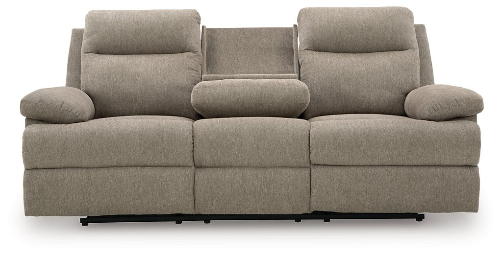 Side-Swipe Reclining Sofa with Drop Down Table - Furniture Bros & Mattress (Bolingbrook, IL)