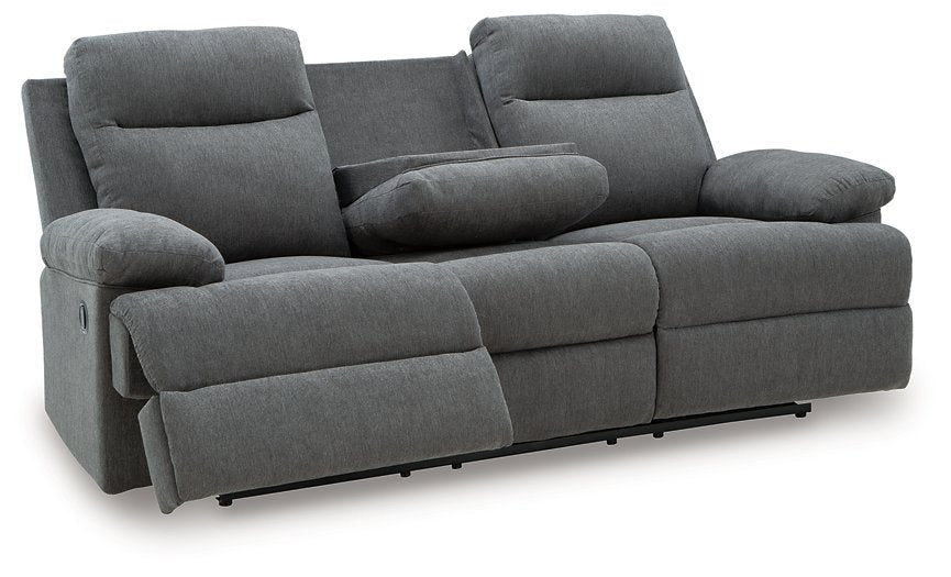 Side-Swipe Reclining Sofa with Drop Down Table - Furniture Bros & Mattress (Bolingbrook, IL)