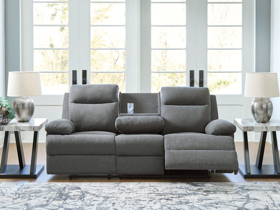 Side-Swipe Reclining Sofa with Drop Down Table - Furniture Bros & Mattress (Bolingbrook, IL)