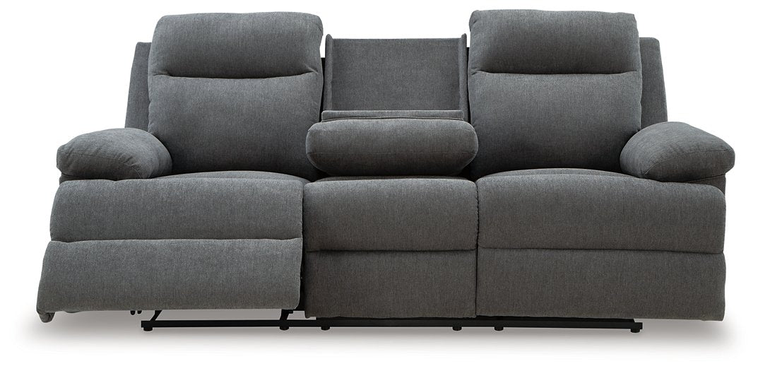 Side-Swipe Reclining Sofa with Drop Down Table - Furniture Bros & Mattress (Bolingbrook, IL)