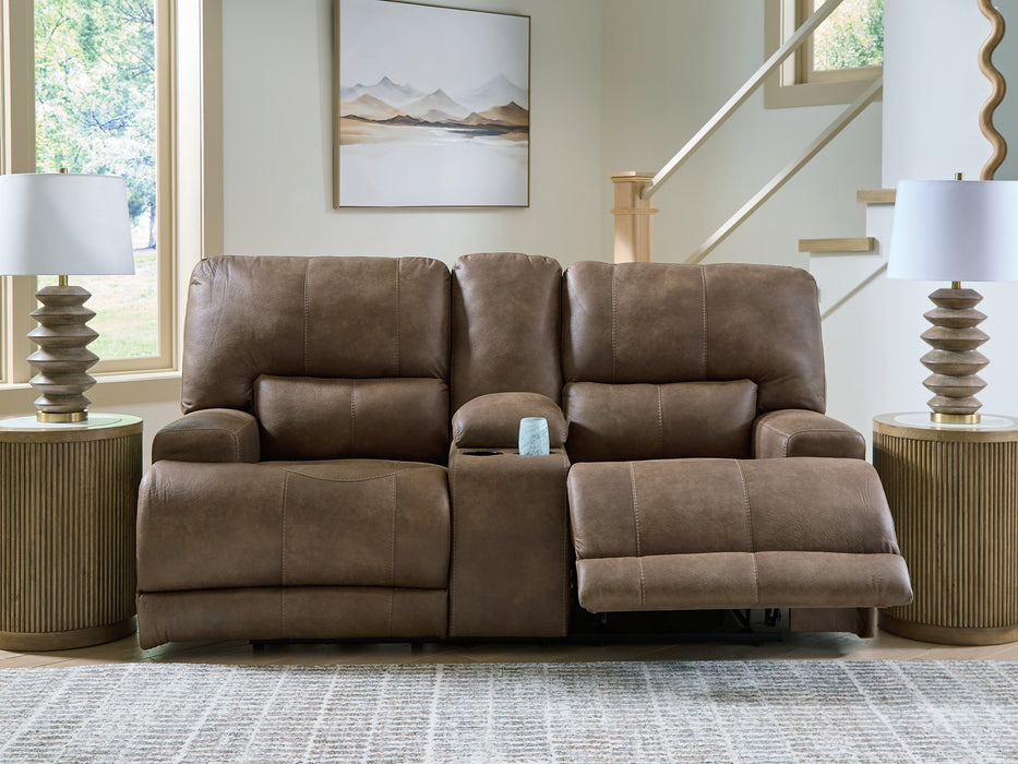 Beckley Place Power Reclining Loveseat with Console - Furniture Bros & Mattress (Bolingbrook, IL)
