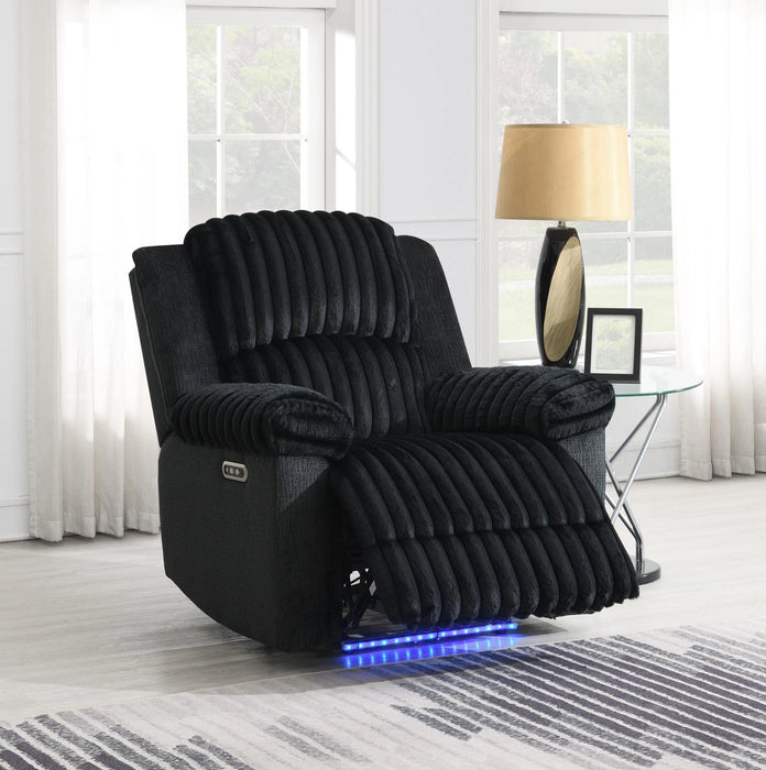 Black Corduroy Power Led Reclining Sofa
