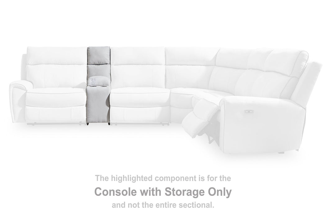 Social Pointe Reclining Sectional with Storage Console - Furniture Bros & Mattress (Bolingbrook, IL)