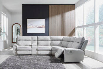 Social Pointe Reclining Sectional with Storage Console - Furniture Bros & Mattress (Bolingbrook, IL)