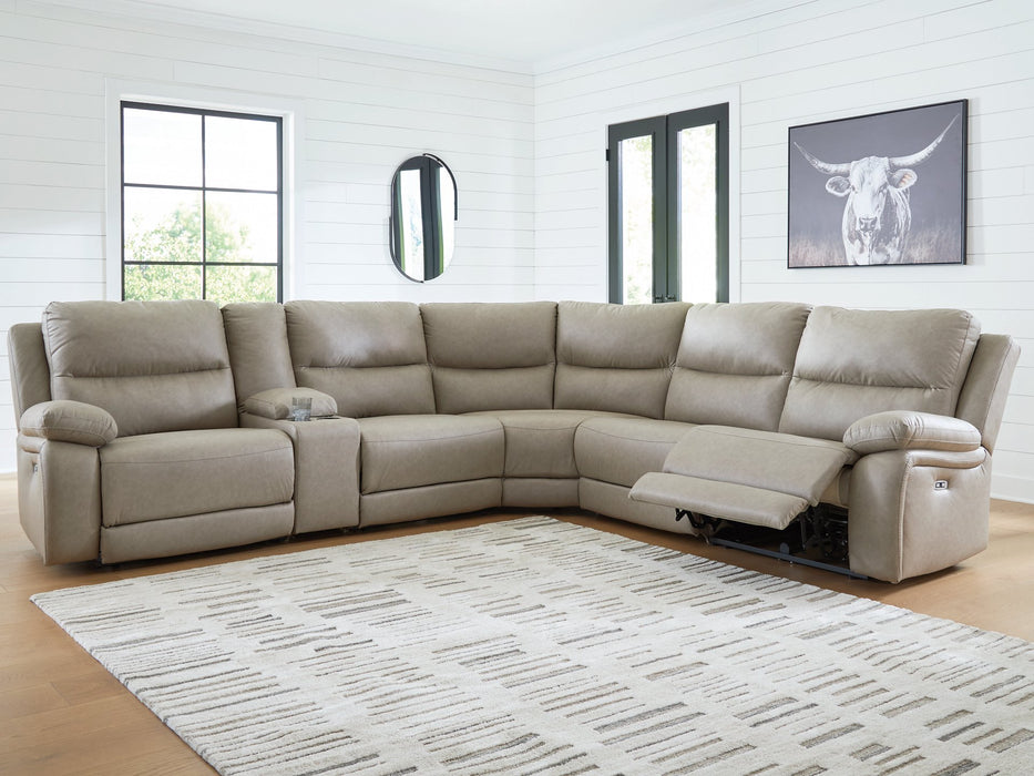 Narwhal Place Reclining Sectional with Storage Console - Furniture Bros & Mattress (Bolingbrook, IL)
