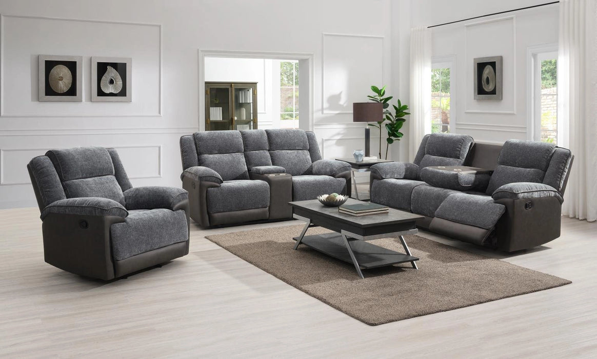Gray Motion Sofa W/Drop Down Table