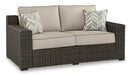 Coastline Bay Outdoor Loveseat with Cushion - Furniture Bros & Mattress (Bolingbrook, IL)