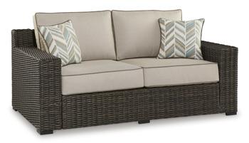 Coastline Bay Outdoor Loveseat with Cushion - Furniture Bros & Mattress (Bolingbrook, IL)