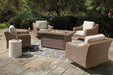 Beachcroft Beachcroft Fire Pit Table with Four Nuvella Swivel Lounge Chairs - Furniture Bros & Mattress (Bolingbrook, IL)