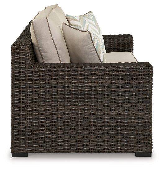 Coastline Bay Outdoor Loveseat with Cushion - Furniture Bros & Mattress (Bolingbrook, IL)