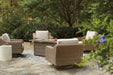 Beachcroft Beachcroft Fire Pit Table with Four Nuvella Swivel Lounge Chairs - Furniture Bros & Mattress (Bolingbrook, IL)
