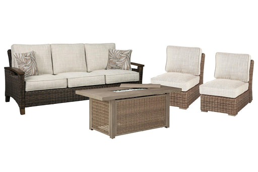 Beachcroft Outdoor Sofa, Lounge Chairs and Fire Pit - Furniture Bros & Mattress (Bolingbrook, IL)