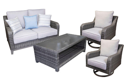 Elite Park Outdoor Loveseat, Lounge Chairs and Cocktail Table - Furniture Bros & Mattress (Bolingbrook, IL)