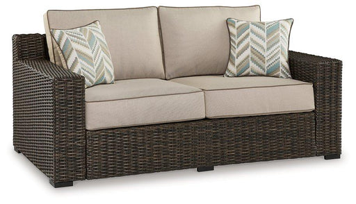 Coastline Bay Outdoor Loveseat with Cushion - Furniture Bros & Mattress (Bolingbrook, IL)