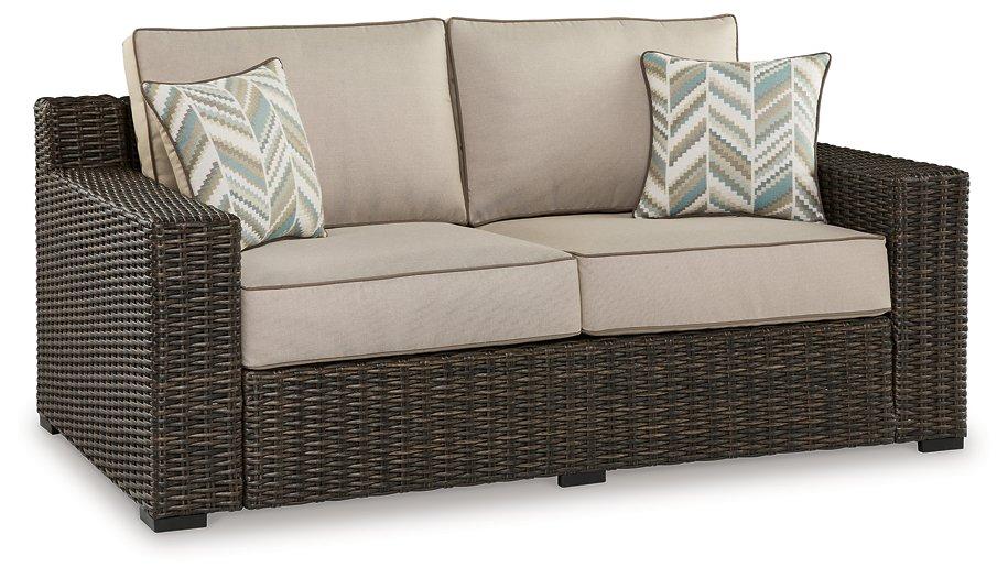 Coastline Bay Outdoor Loveseat with Cushion - Furniture Bros & Mattress (Bolingbrook, IL)