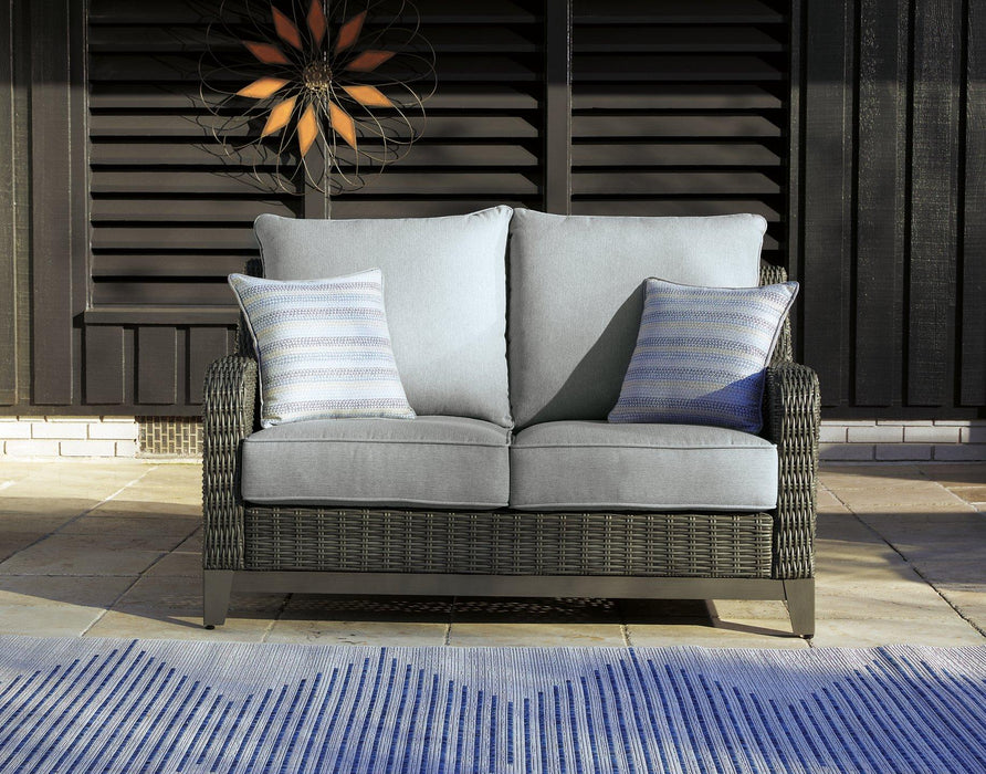Elite Park Outdoor Loveseat, Lounge Chairs and Cocktail Table - Furniture Bros & Mattress (Bolingbrook, IL)