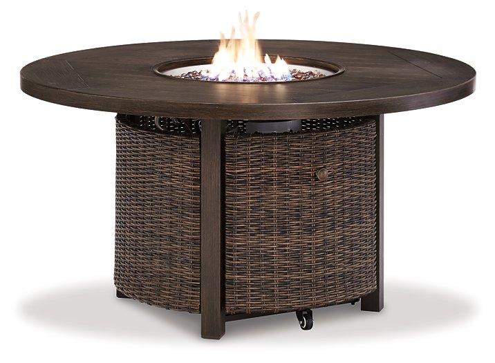 Paradise Trail Paradise Trail Fire Pit Table with 4 Nuvella Swivel Lounge Chairs - Furniture Bros & Mattress (Bolingbrook, IL)