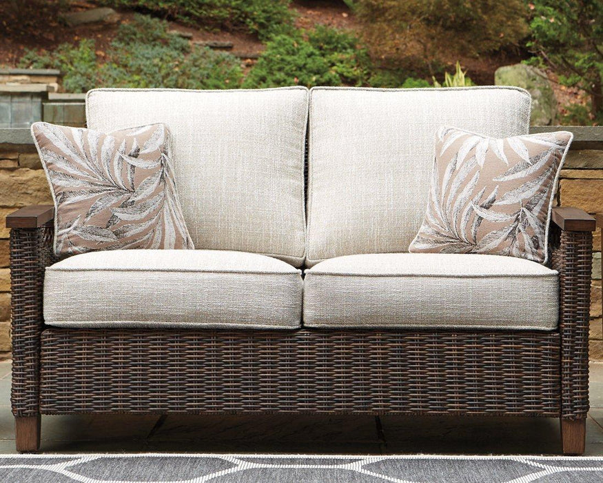 Paradise Trail Outdoor Loveseat, Lounge Chairs and Fire Pit Table - Furniture Bros & Mattress (Bolingbrook, IL)