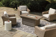 Beachcroft Beachcroft Fire Pit Table with Four Nuvella Swivel Lounge Chairs - Furniture Bros & Mattress (Bolingbrook, IL)