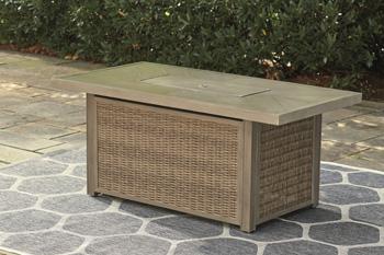 Beachcroft Beachcroft Fire Pit Table with Four Nuvella Swivel Lounge Chairs - Furniture Bros & Mattress (Bolingbrook, IL)