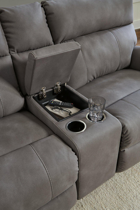 Next-Gen DuraPella Power Reclining Sectional Loveseat with Console - Furniture Bros & Mattress (Bolingbrook, IL)