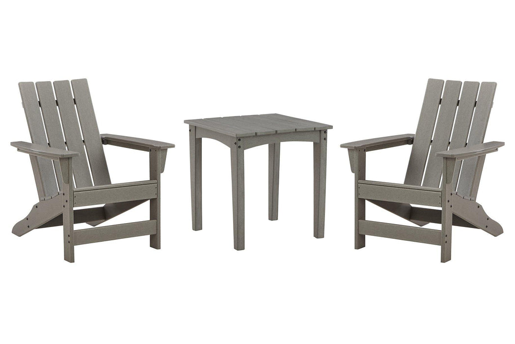 Visola Outdoor Adirondack Chair Set with End Table - Furniture Bros & Mattress (Bolingbrook, IL)
