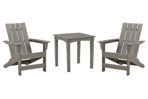 Visola Outdoor Adirondack Chair Set with End Table - Furniture Bros & Mattress (Bolingbrook, IL)