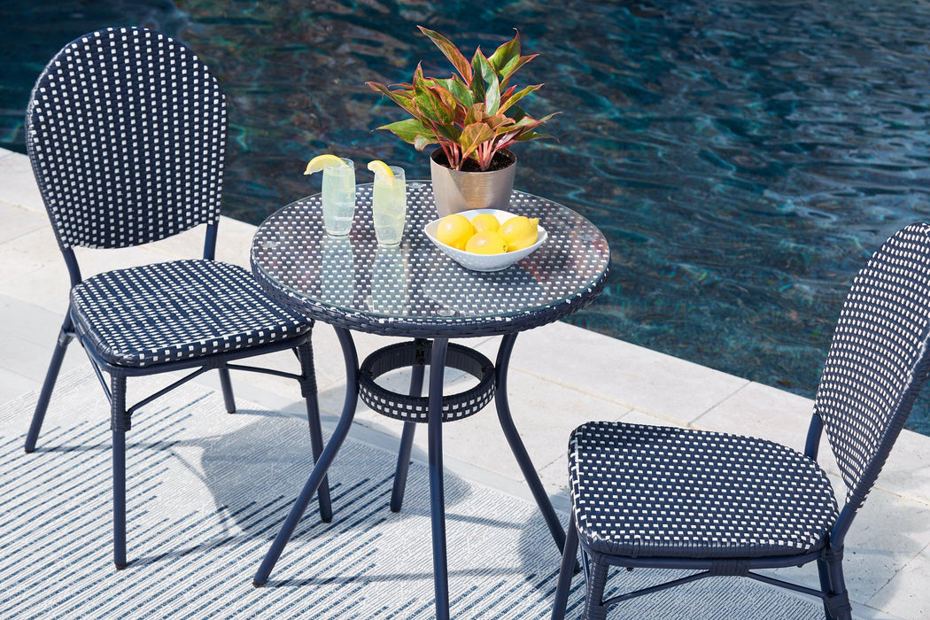 Odyssey Blue Outdoor Table and Chairs (Set of 3) - Furniture Bros & Mattress (Bolingbrook, IL)